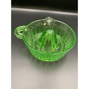 Vintage Uranium Depression Glass Citrus Juicer Green 6"